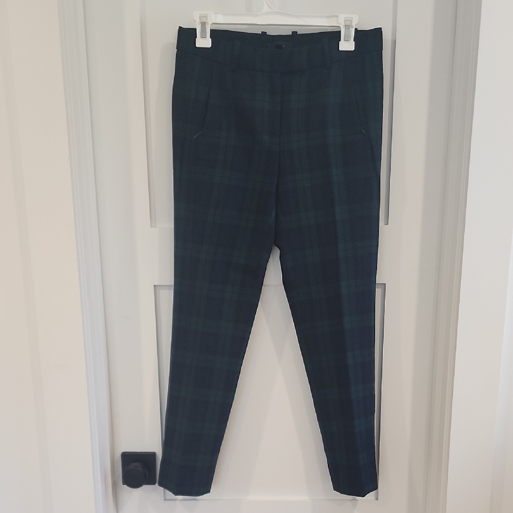 J. Crew Maddie Womens Tartan Pants - Navy and Green